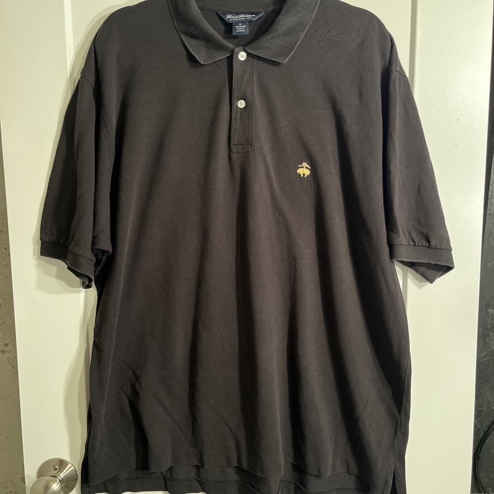 Brooks Brothers Men's 100% Cotton Black Polo Shirt XL Collared Short Sleeve